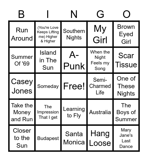 Beach Vibes Bingo Card