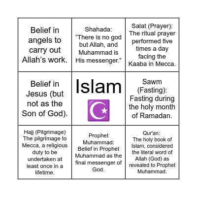 ☪️ BELIEF BINGO ☪️ Bingo Card