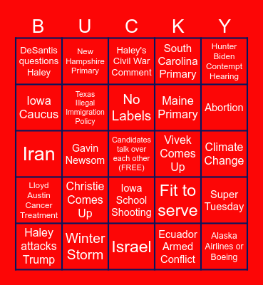 Jan 10 Debate Bingo Card