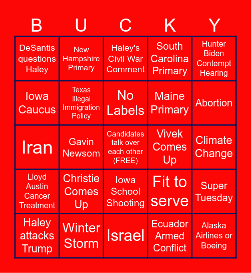 Jan 10 Debate Bingo Card