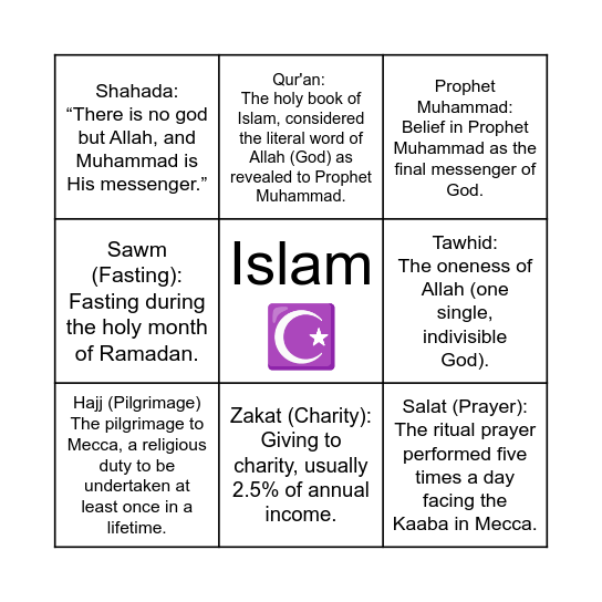 ☪️ BELIEF BINGO ☪️ Bingo Card