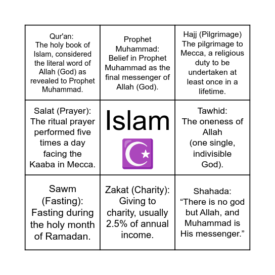 ☪️ BELIEF BINGO ☪️ Bingo Card