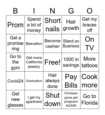 TyAnn’s Bingo Card