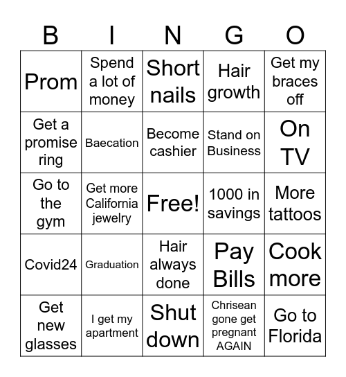 TyAnn’s Bingo Card