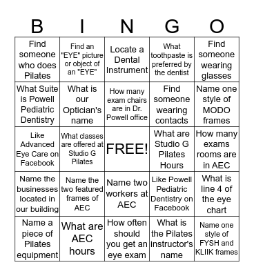 Open House BINGO Card