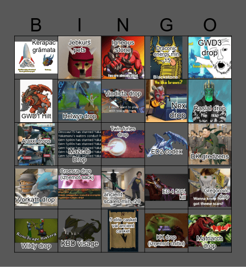 Runescape Bingo Card