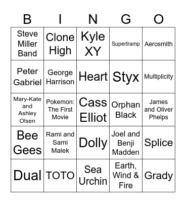 Clones, Twins, & 70s Hits Bingo Card