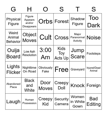 Jackmanifold Creepy Videos Bingo Card