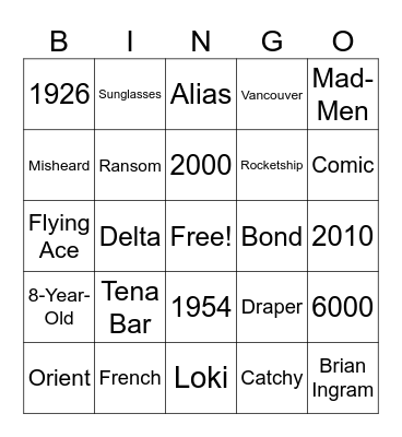 Cooper Bingo Card