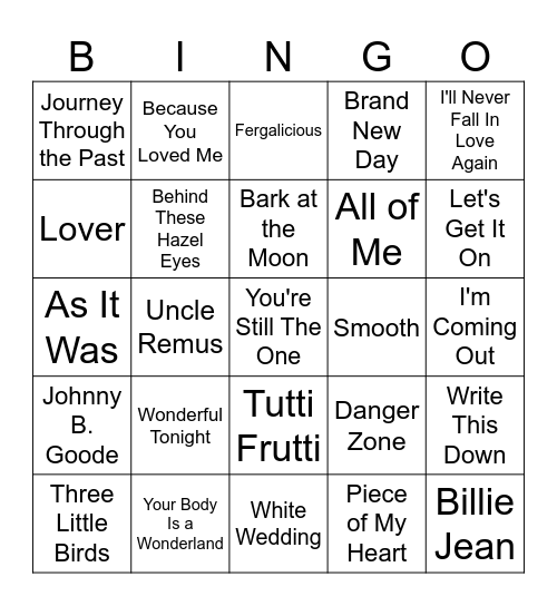 Five-0-Five Music Bingo - Solo Artists 2 Bingo Card