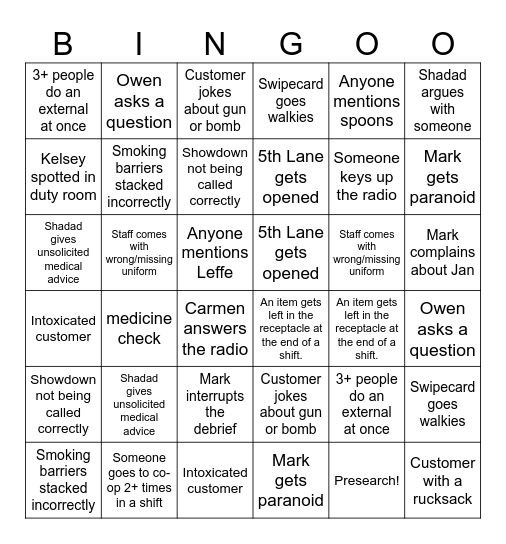 Barbican bingo Card