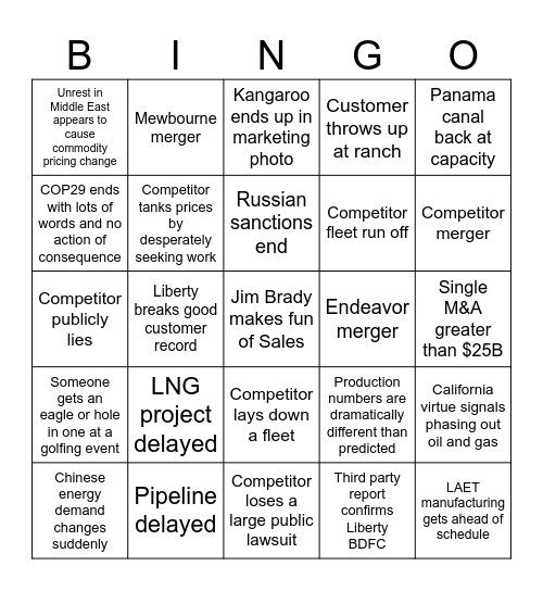 2024 Liberty Bingo Card