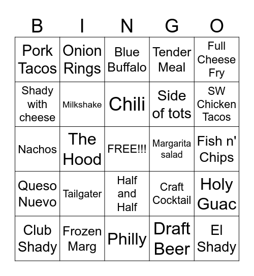 SERVER BINGO Card