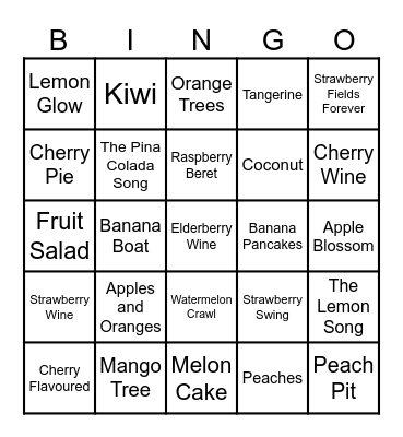 Fruit! Bingo Card