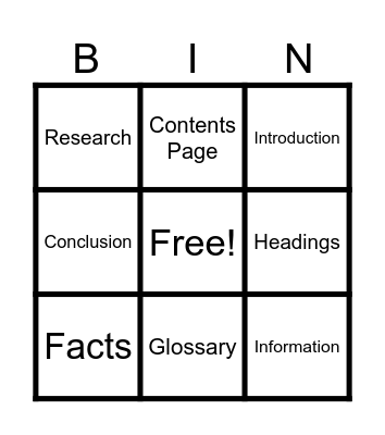 Informational Writing Bingo Card