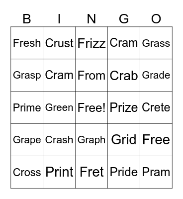 Blends Bingo Card