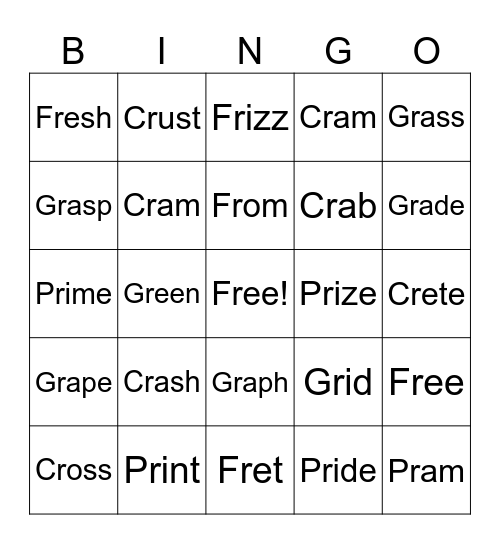 Blends Bingo Card