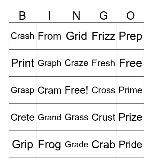 Blends Bingo Card