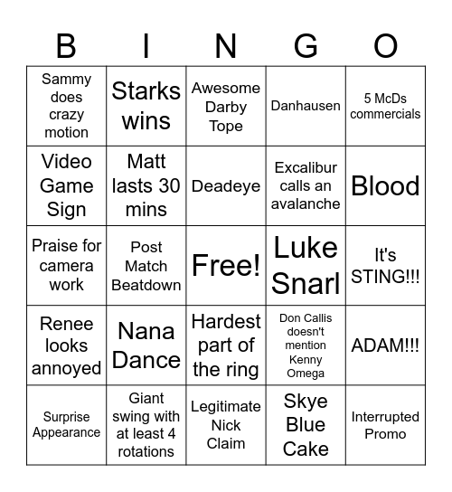 Homecoming Dynamite Bingo Card