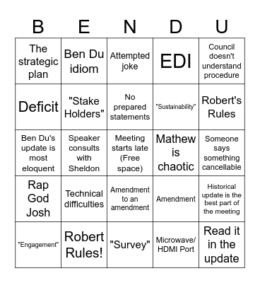 AMS Bingo Card