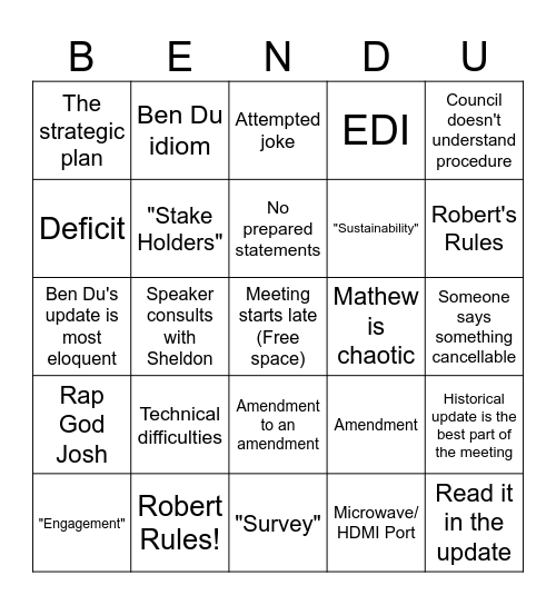 AMS Bingo Card