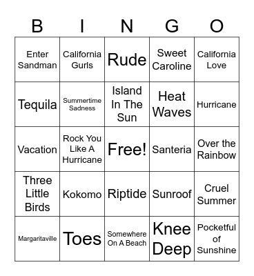 Life's a Beach Bingo Card