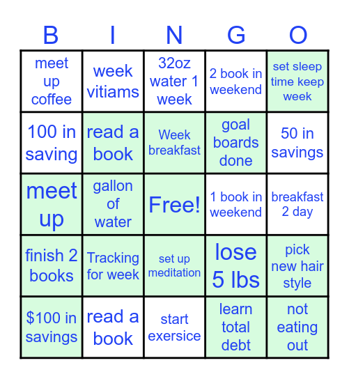 Self Improvement Bingo Card