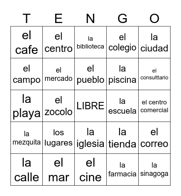 Ls Lugares Bingo Card