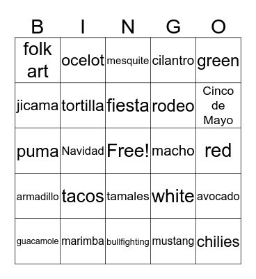 Mexican Bingo Card