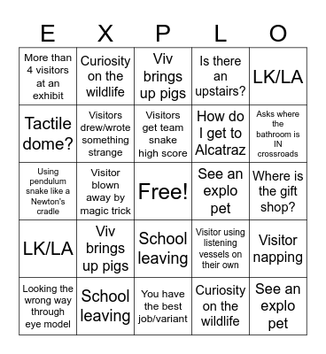 EXPLO Bingo Card