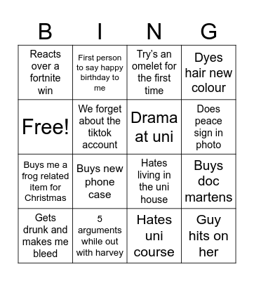 AMY BINGO Card