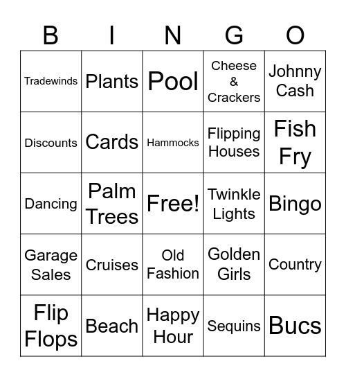 Mom's Favorite Things Bingo Card