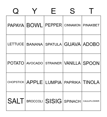 YEF Bingo Card