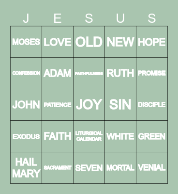 GOD Bingo Card