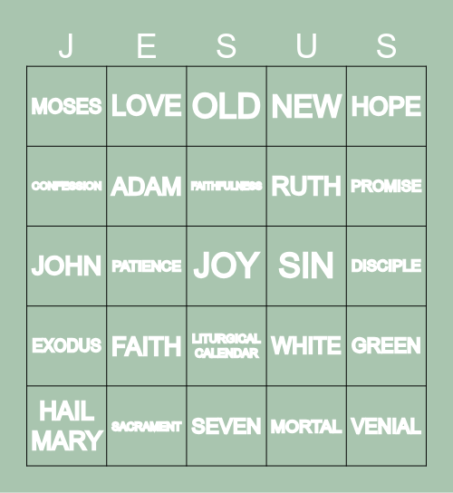 GOD Bingo Card