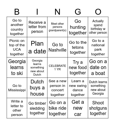 Dutch & George’s 2024 bingo Card