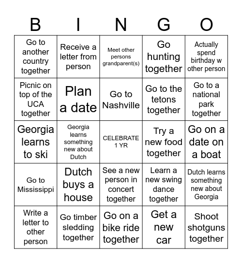 Dutch & George’s 2024 bingo Card