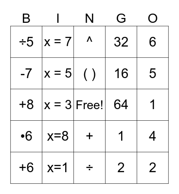 6th Grade Facts Bingo Card