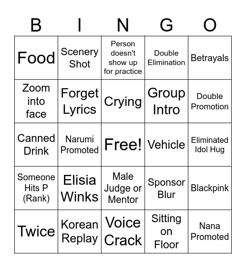 Universe Ticket Ep8 Bingo Card