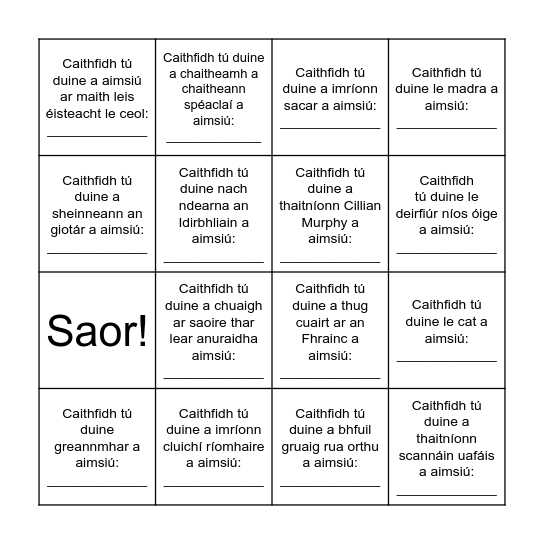 Biongó Daonna ! Bingo Card