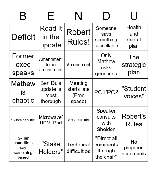 AMS Bingo Card