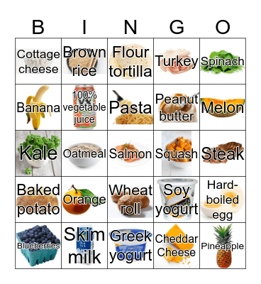 Food Group BINGO Card