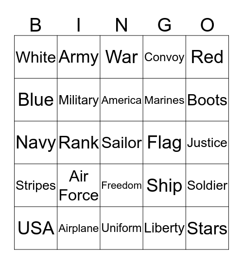 Armed Forces Day Bingo Card