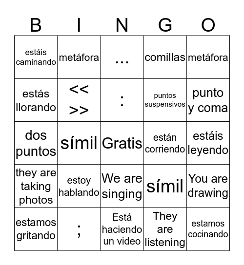 Repaso de Capítulo 11 Bingo Card