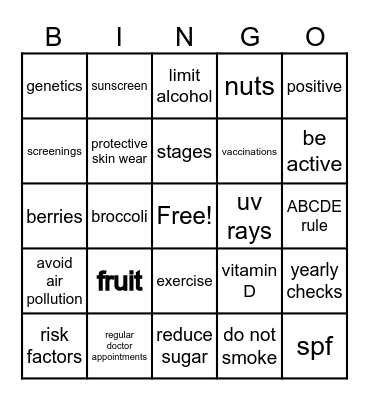 Awareness Bingo Card