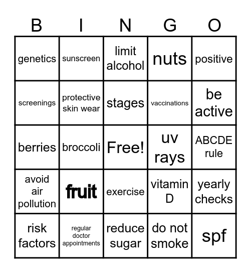 Awareness Bingo Card