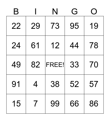 CALL BINGO!!  Bingo Card