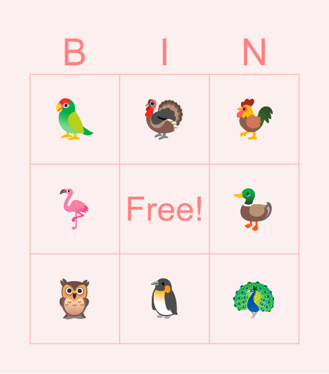 bird world🐦 Bingo Card