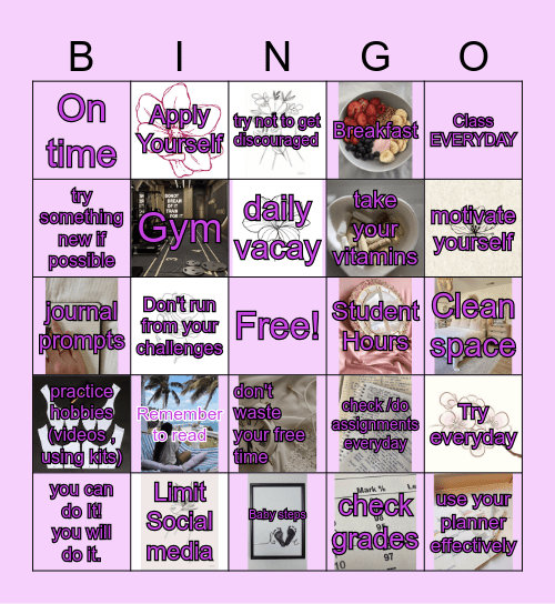 Weekly College Bingo Card