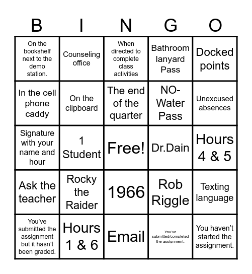 Focus on Foods Syllabus Bingo Card